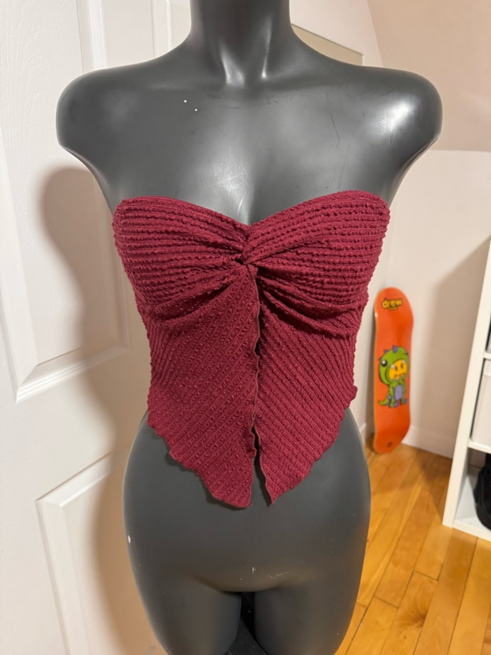 Burgundy Strapless Top
